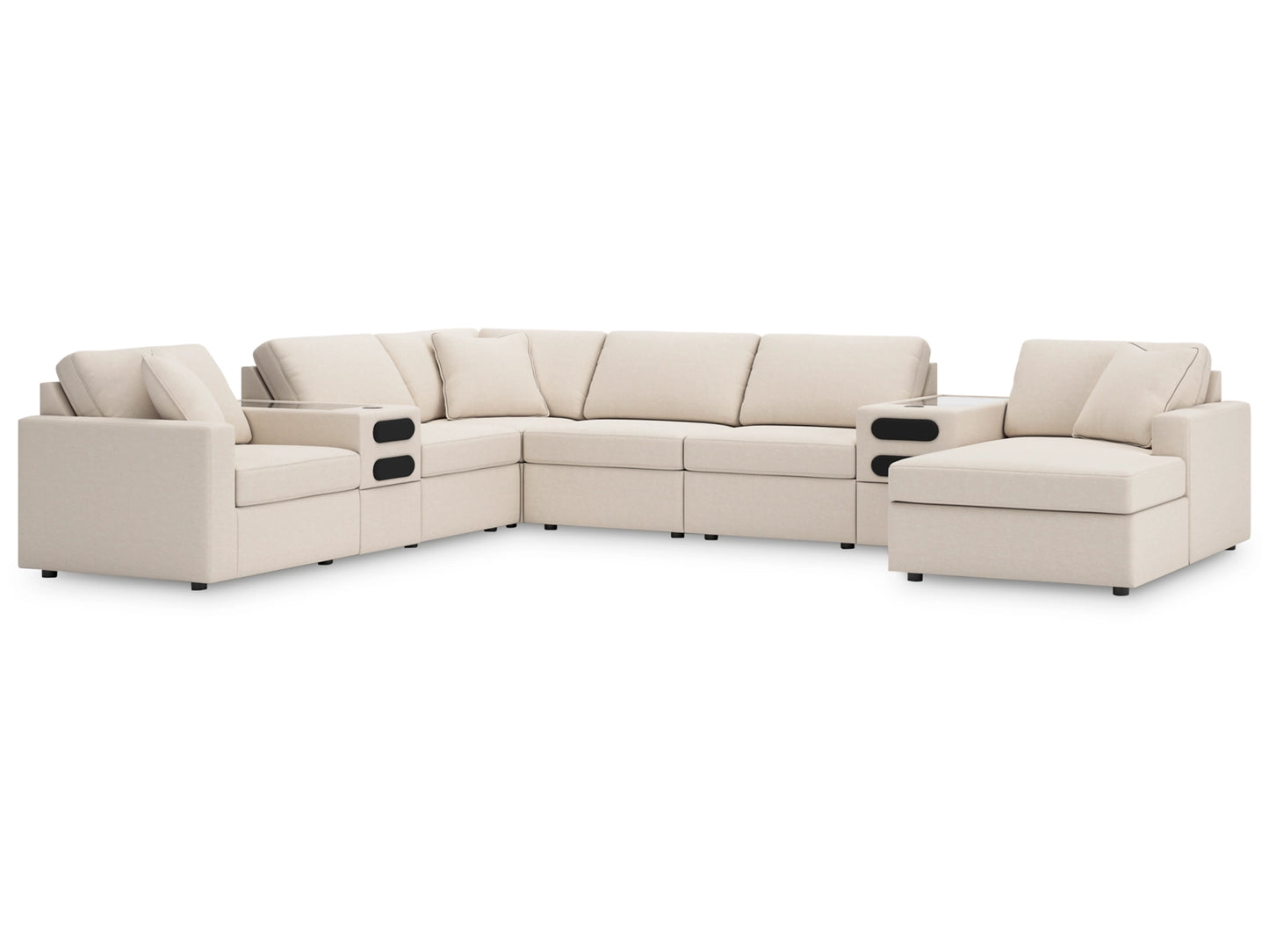 Modmax 8-Piece Modular Next-Gen Nuvella™ Performance Fabric Sectional with Chaise and Audio Consoles