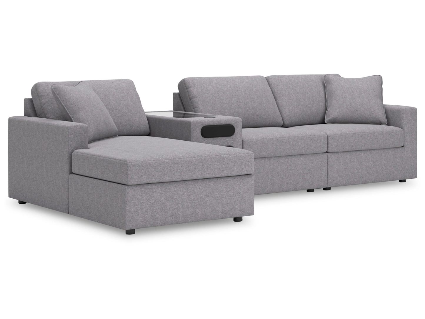 Modmax 4-Piece Modular Next-Gen Nuvella™ Performance Fabric Sectional with Chaise and Audio Console