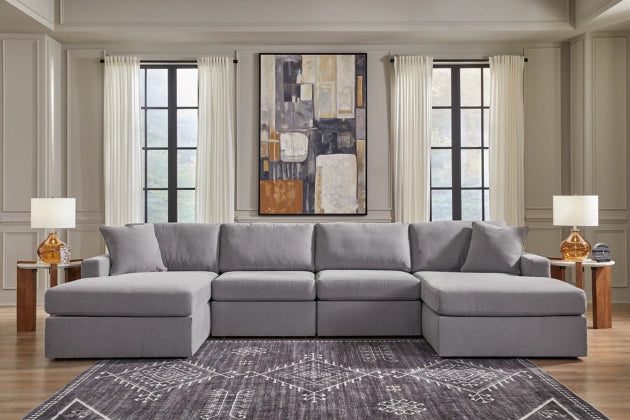 Modmax 4-Piece Modular Next-Gen Nuvella™ Performance Fabric Double Chaise Sectional
