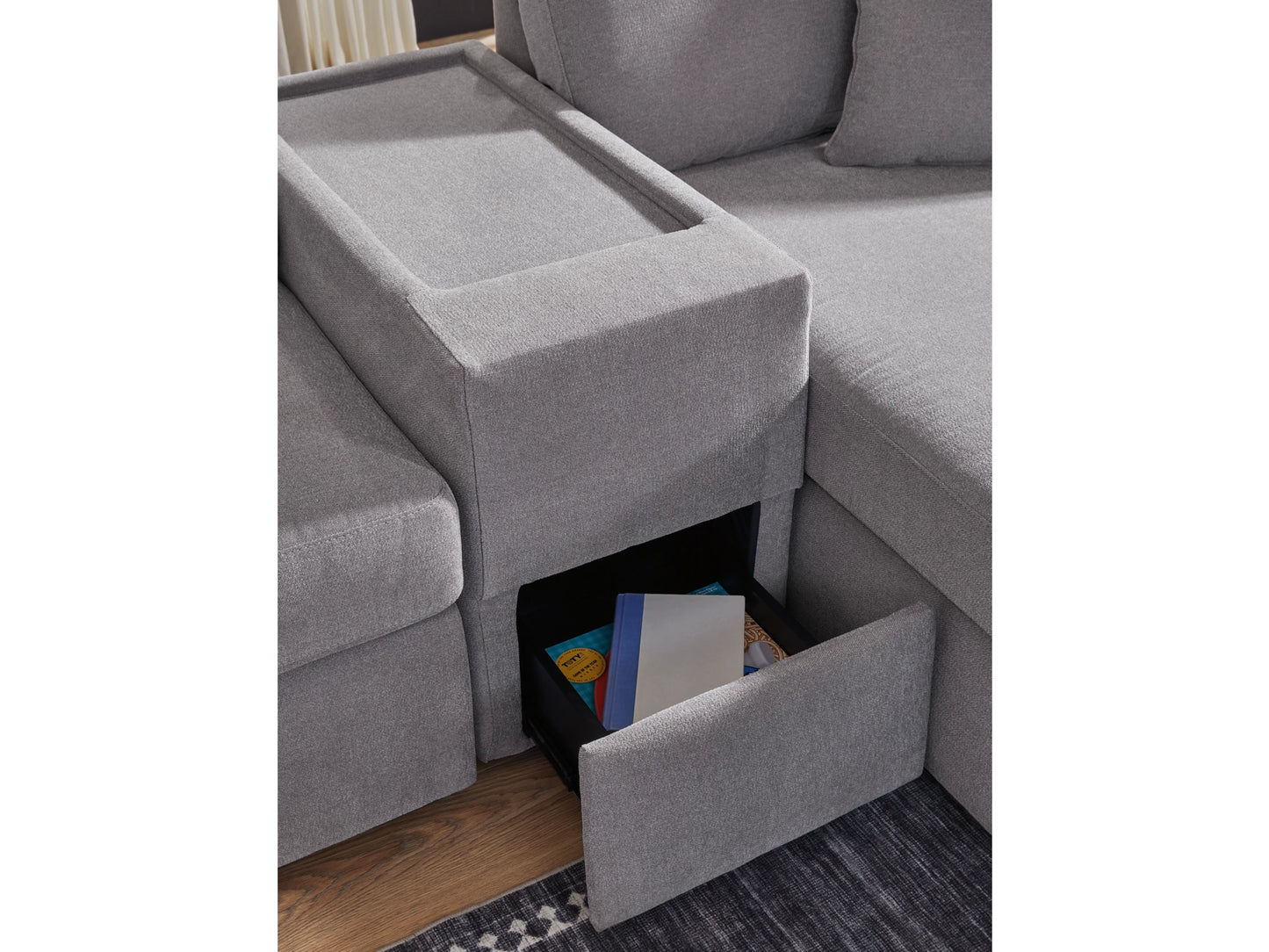 Modmax 6-Piece Modular Next-Gen Nuvella™ Performance Fabric Sectional with Storage Console