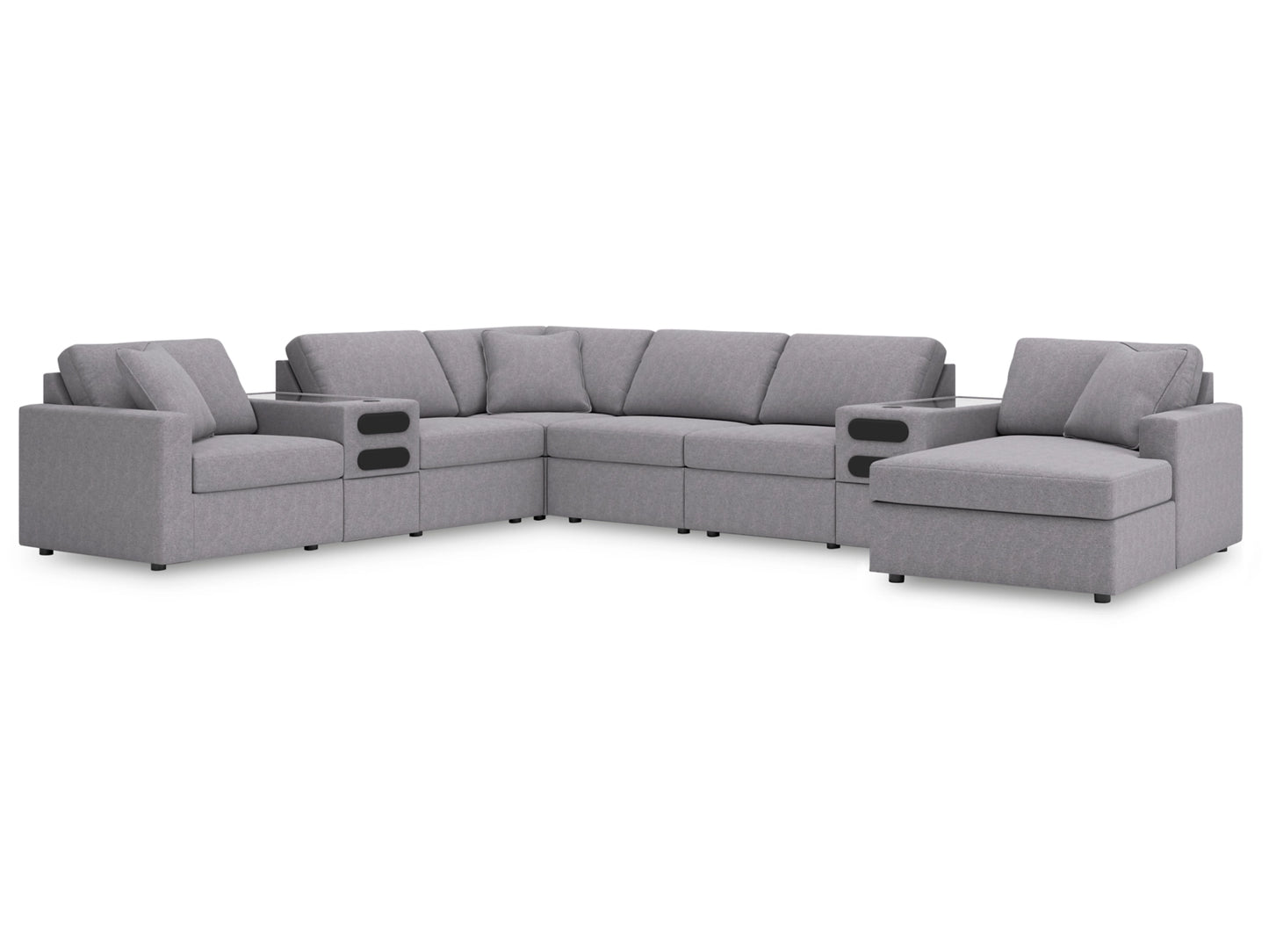 Modmax 8-Piece Modular Next-Gen Nuvella™ Performance Fabric Sectional with Chaise and Audio Consoles