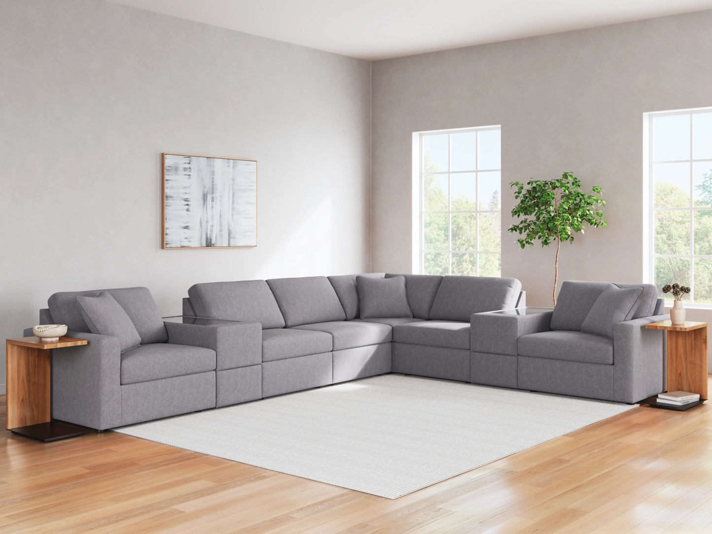 Modmax 8-Piece Modular Next-Gen Nuvella™ Performance Fabric Sectional with Storage Consoles