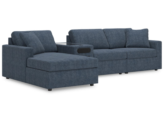 Modmax 4-Piece Modular Next-Gen Nuvella™ Performance Fabric Sectional with Chaise and Audio Console