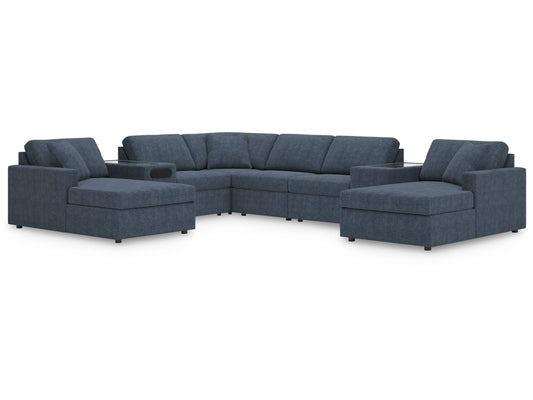 Modmax 8-Piece Modular Next-Gen Nuvella™ Performance Fabric Double Chaise Sectional with Audio and Storage Consoles
