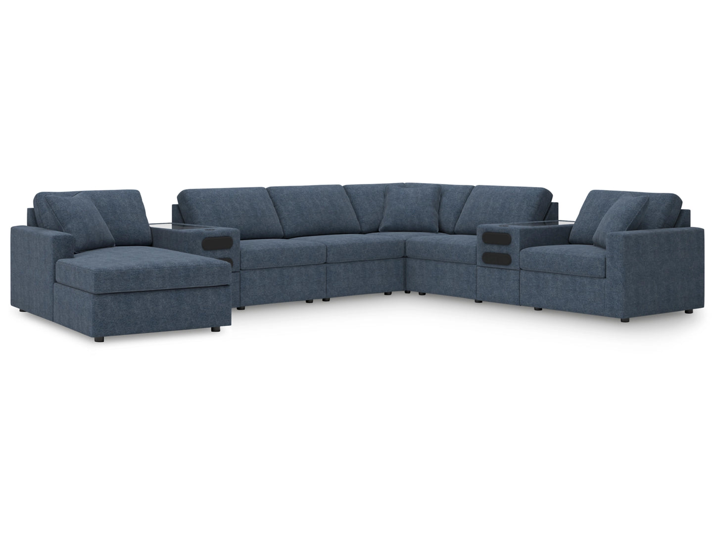 Modmax 8-Piece Modular Next-Gen Nuvella™ Performance Fabric Sectional with Chaise and Audio Consoles