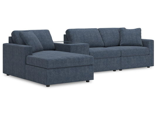 Modmax 4-Piece Modular Next-Gen Nuvella™ Performance Fabric Sectional with Chaise and Storage Console