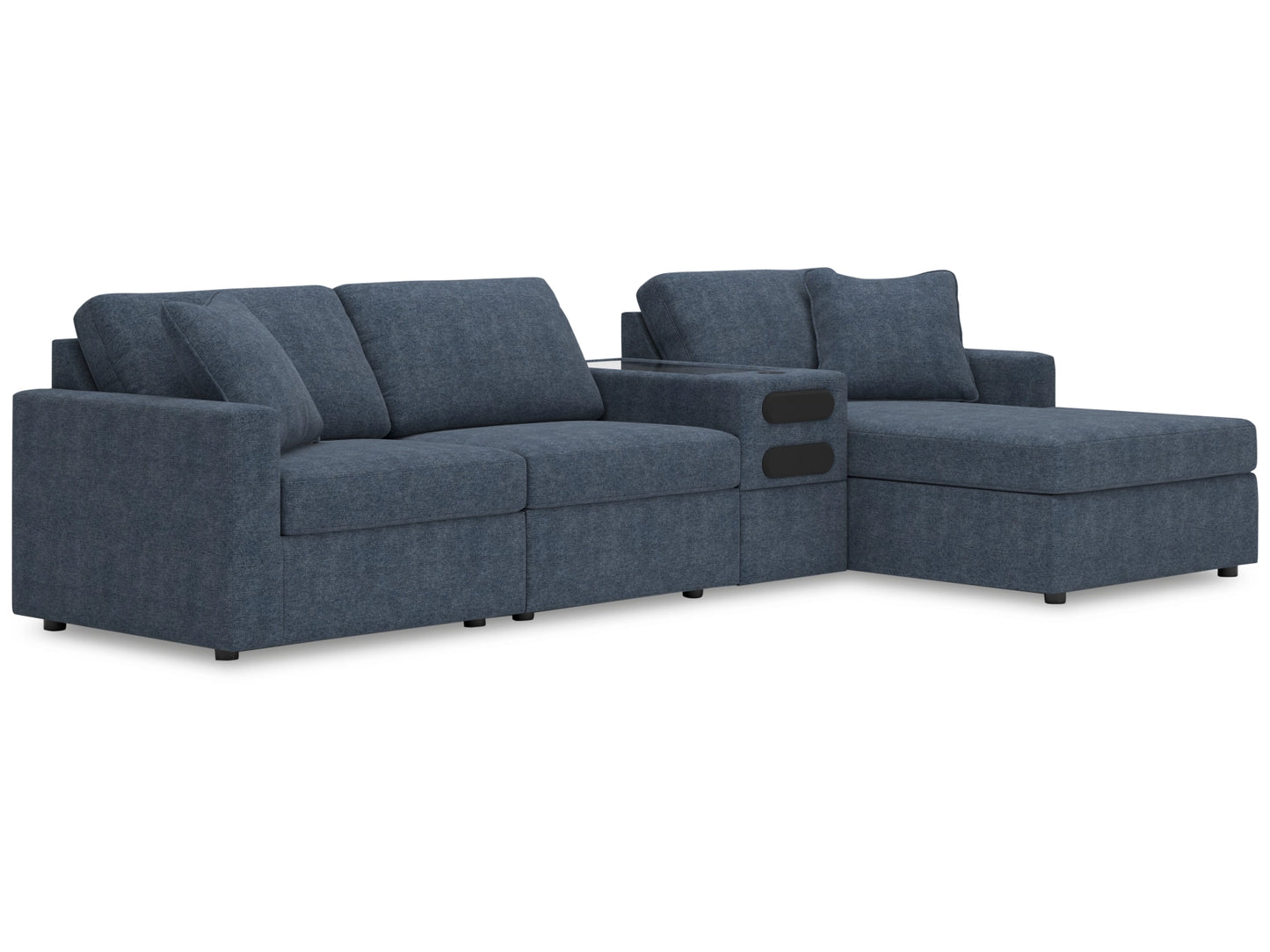 Modmax 4-Piece Modular Next-Gen Nuvella™ Performance Fabric Sectional with Chaise and Audio Console