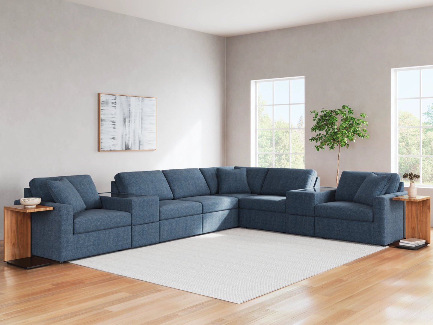 Modmax 8-Piece Modular Next-Gen Nuvella™ Performance Fabric Sectional with Storage Consoles