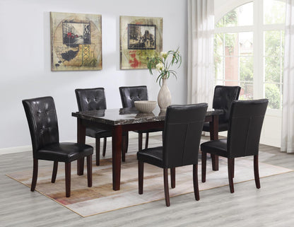 D128 - Marble Dining Table - Black / Dark Brown