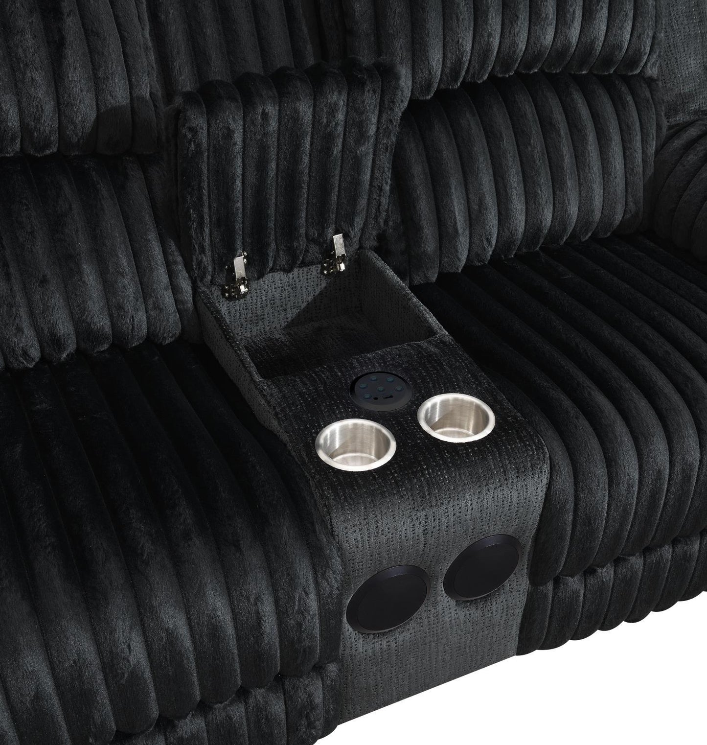 U161 - Corduroy Power LED Reclining Sofa - Black
