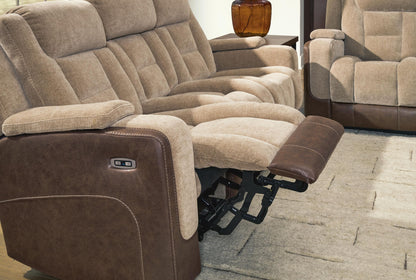 Mixed Motion - Power Reclining Sofa With Adjustable Headrest - Brownstone