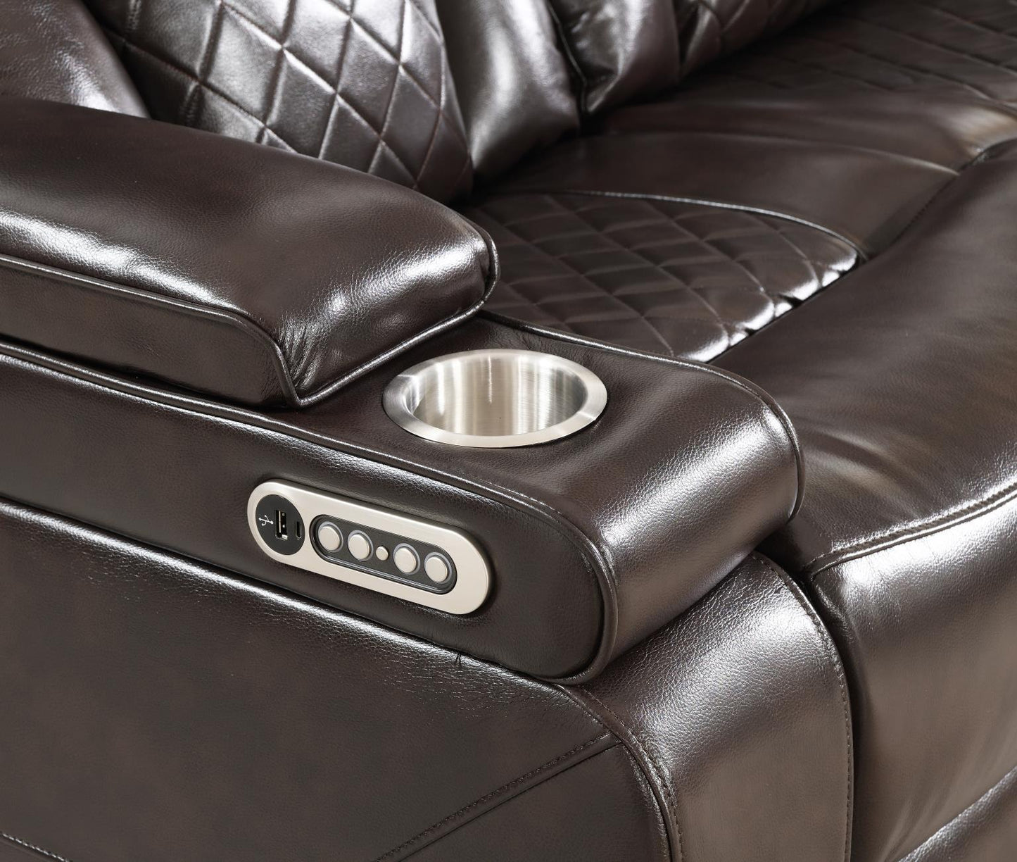 U104 - Power Reclining Sofa - Dark Brown