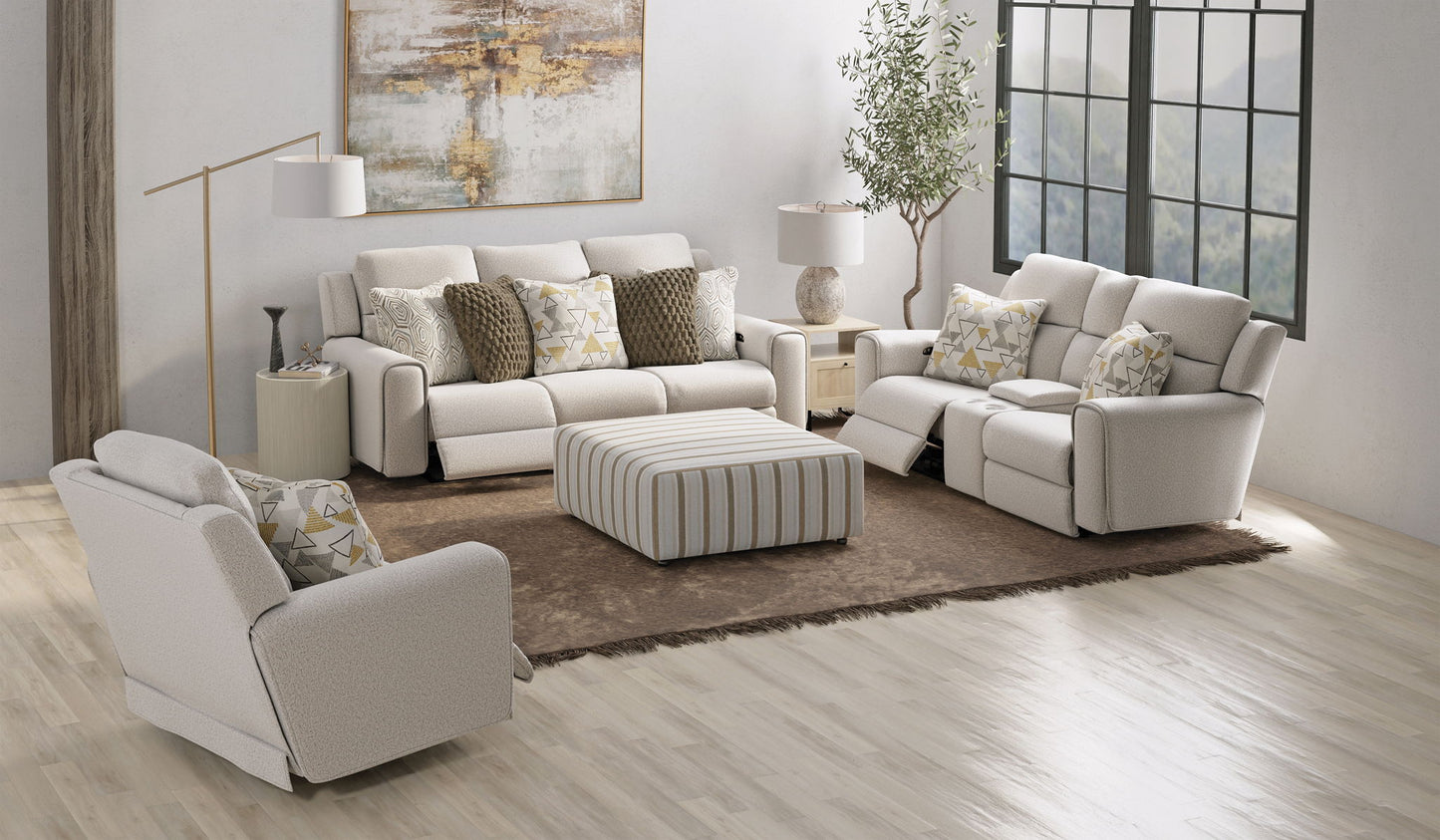 Micah - Power Headrest Power Deep Seat Lay Flat Recliner - Oatmeal