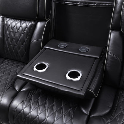 U70 - Power Reclining Sofa With Power Headrest, Reading Light, Massage, Heat, Ambient Lighting - Black
