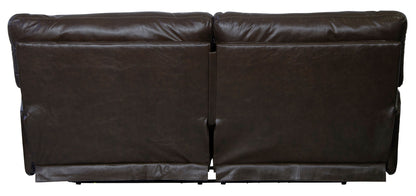 Wembley - Italian Leather Match Power Lay Flat Reclining Sofa With Power Adjustable Headrest - Chocolate
