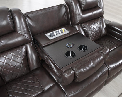 U104 - Power Reclining Loveseat - Dark Brown