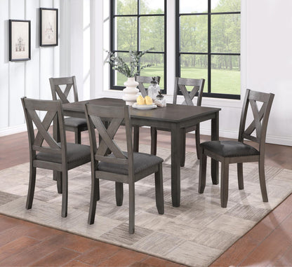 D161 - 7 Piece Dining Room Set (Dining Table, 6 Side Chairs) - Gray