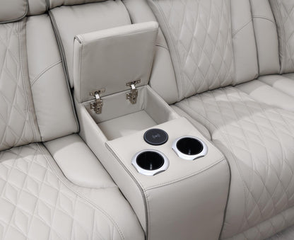 U11 - 3 Piece Power LED Sectional, Power Headrest, Heat, Massage Wireless Charger, And USB - Gray