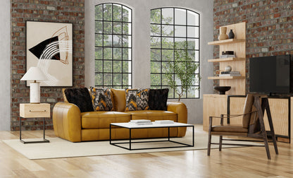 Corvara - Top Grain Italian Leather Match Sofa - Caramel