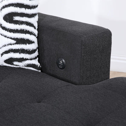 U274 - 3 Piece Sectional With USB (Type A+C) - Black