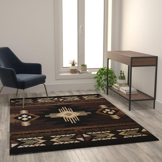 Mohave Collection Chocolate Traditional Southwestern Style Area Rug