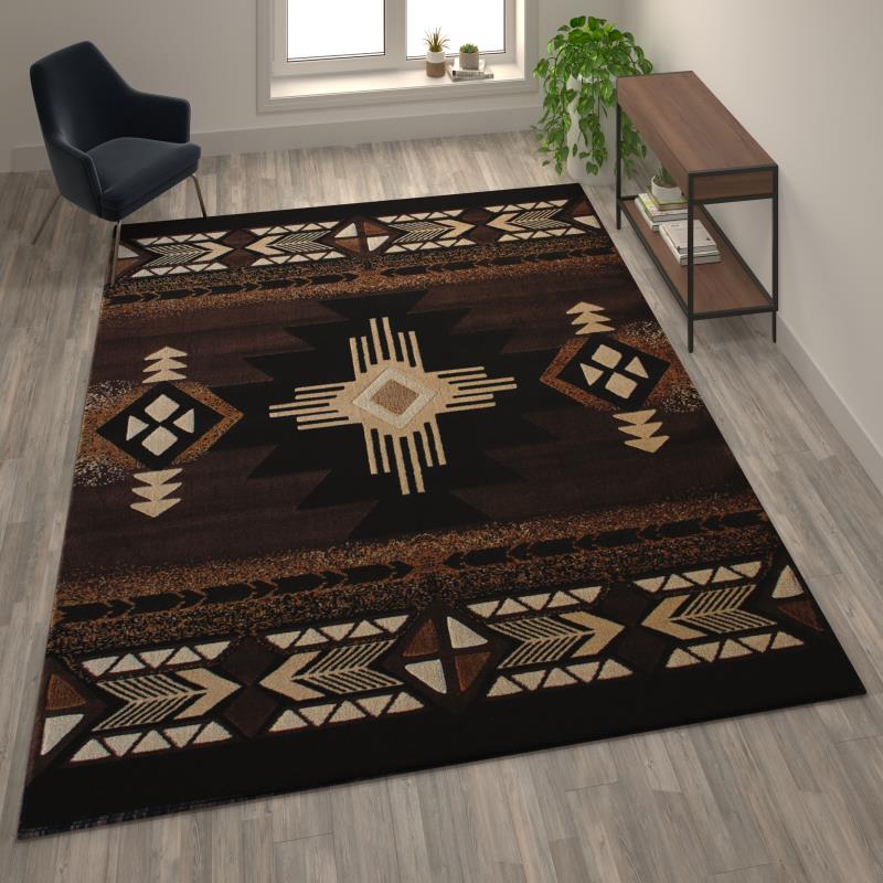 Mohave Collection Chocolate Traditional Southwestern Style Area Rug