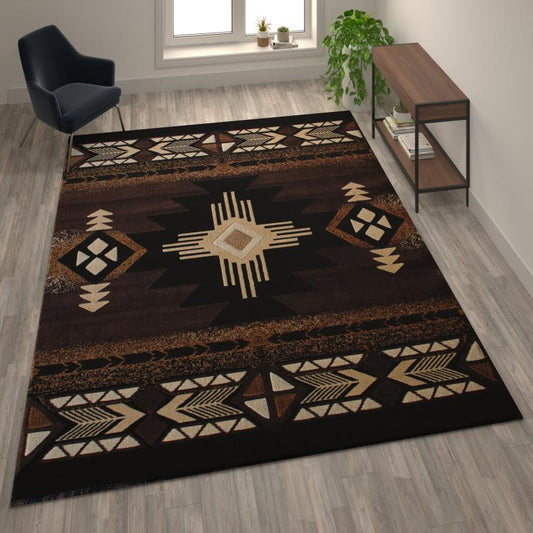 Mohave Collection Chocolate Traditional Southwestern Style Area Rug
