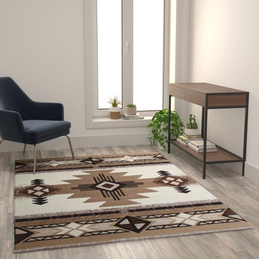 Mohave Collection Ivory Traditional Southwestern Style Area Rug