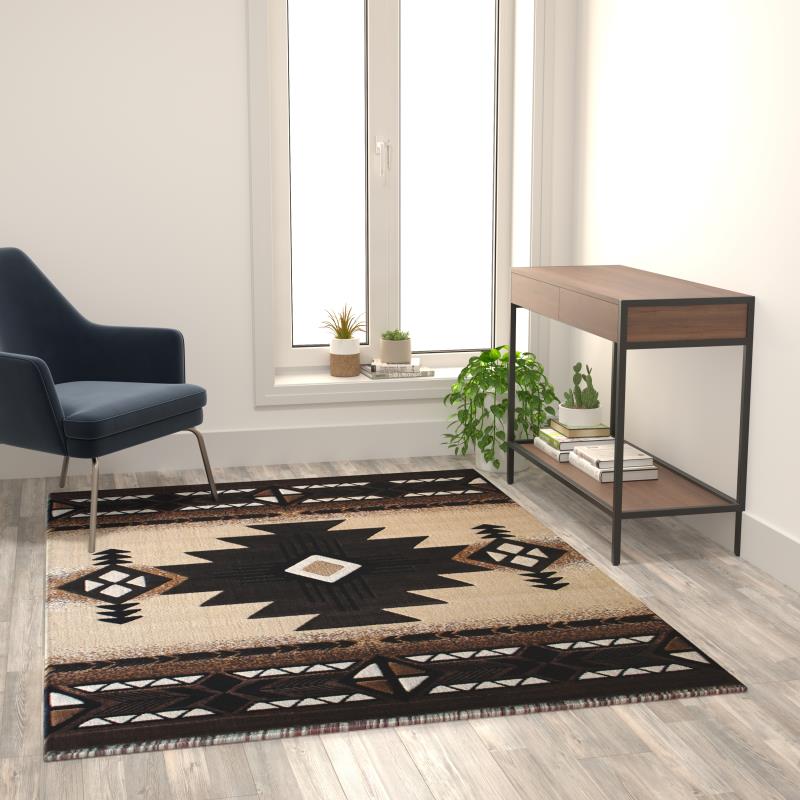 Mohave Collection 5' x 7' Brown Traditional Southwestern Style Area Rug