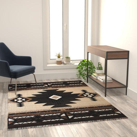 Mohave Collection 5' x 7' Brown Traditional Southwestern Style Area Rug