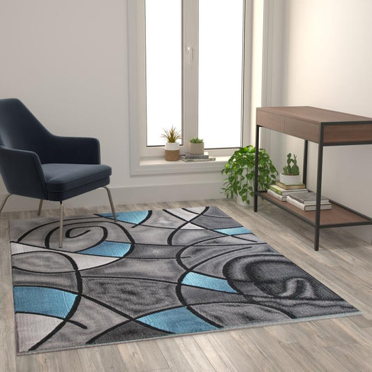 Jubilee Collection Blue Abstract Area Rug