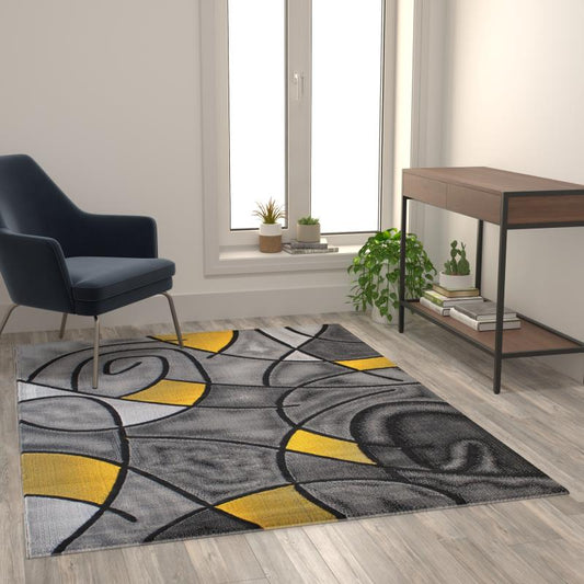 Jubilee Collection Yellow Abstract Area Rug
