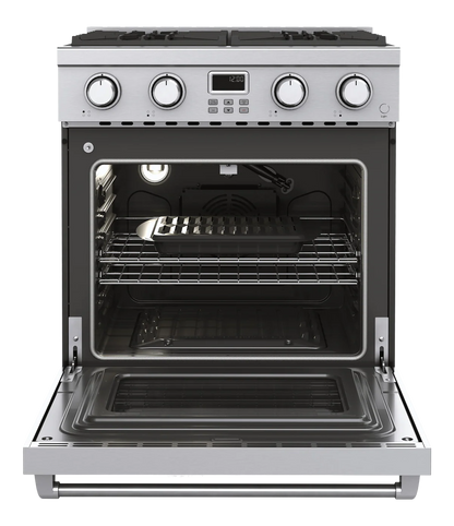 Horno de convección independiente de 30 pulgadas, 4 quemadores y 4,8 pies cúbicos, cocina a gas natural (acero inoxidable) 