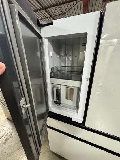 Bespoke 29 cu ft. Standard Depth 4-Door French Door Smart Refrigerator in Morning Blue/White Glass with Beverage Center OUTLET