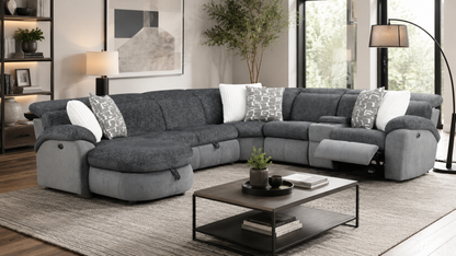 Rocks 6 PC Power Reclining Sectional w/Pop Up Sleeper