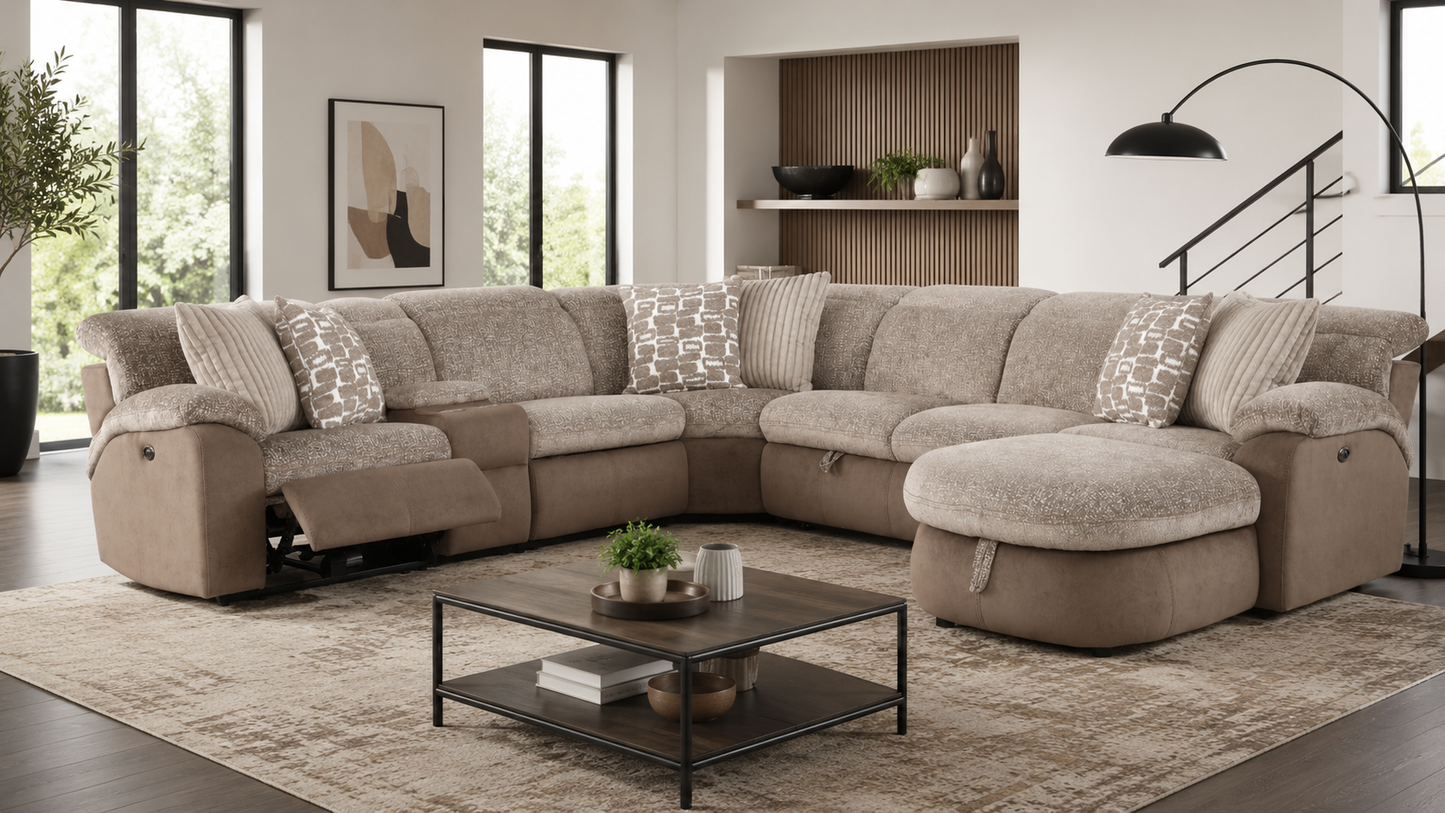 Rocks 6 PC Power Reclining Sectional w/Pop Up Sleeper