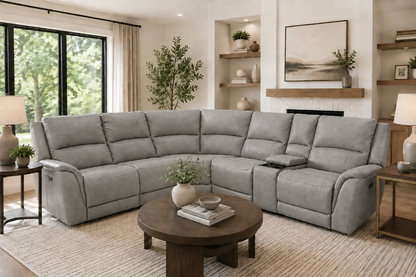 Revive Gallagher Leather 6 PC Power Reclining Sectional w/Bluetooth Audio Console