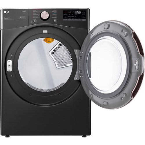 7.4 Cu. Ft. Vented SMART Stackable Electric Dryer in Black Steel with TurboSteam and Sensor Dry Technology