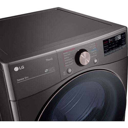 7.4 Cu. Ft. Vented SMART Stackable Electric Dryer in Black Steel with TurboSteam and Sensor Dry Technology