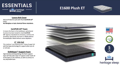 Heritage Sleep - Colección Essentials - E1600 ET - Felpa 