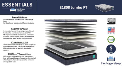 Heritage Sleep - Essentials Collection - E1800 Jumbo PT
