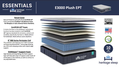 Heritage Sleep - Essentials Collection - E3000 EPT - Plush