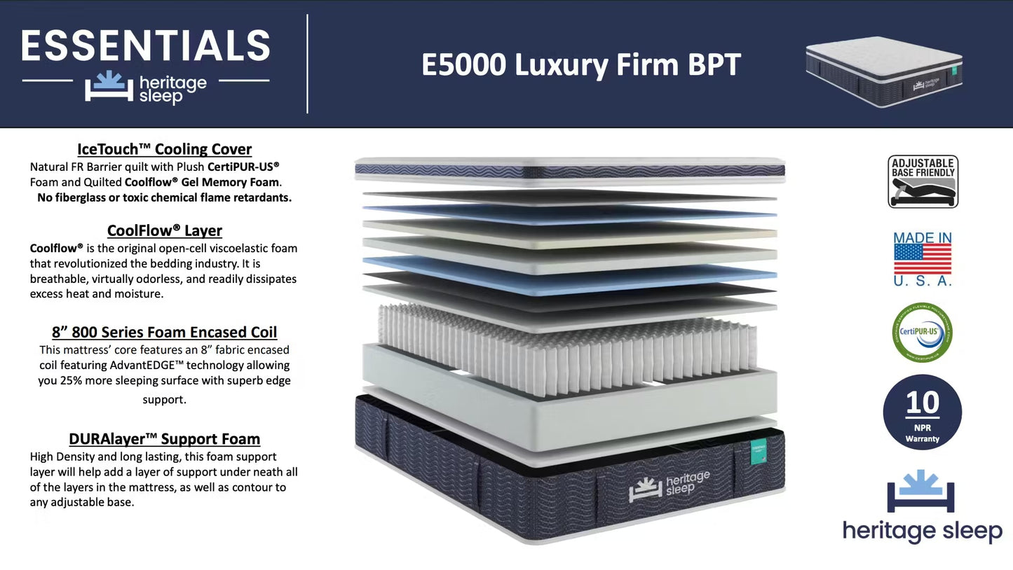 Heritage Sleep - Essentials Collection - E5000 Luxury BPT - Firm