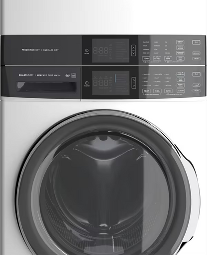4.5 cu. ft. Stacked Washer and 8.0 cu. ft. Electric Dryer Laundry Tower in White with SmartBoost Premixing, Energy Star