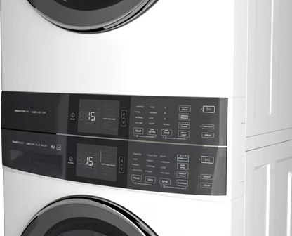 4.5 cu. ft. Stacked Washer and 8.0 cu. ft. Electric Dryer Laundry Tower in White with SmartBoost Premixing, Energy Star