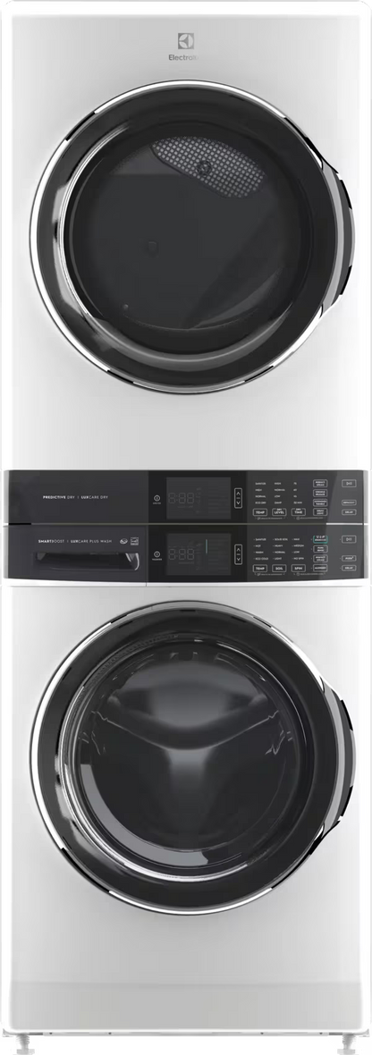 4.5 cu. ft. Stacked Washer and 8.0 cu. ft. Electric Dryer Laundry Tower in White with SmartBoost Premixing, Energy Star