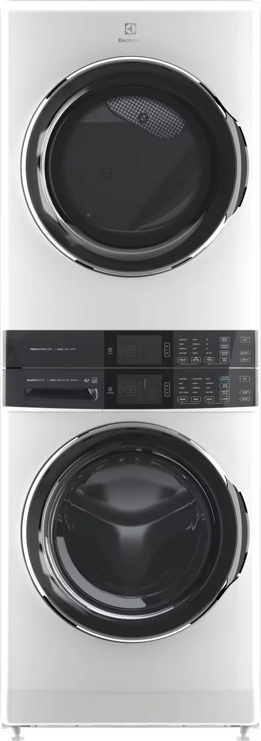 4.5 cu. ft. Stacked Washer and 8.0 cu. ft. Electric Dryer Laundry Tower in White with SmartBoost Premixing, Energy Star