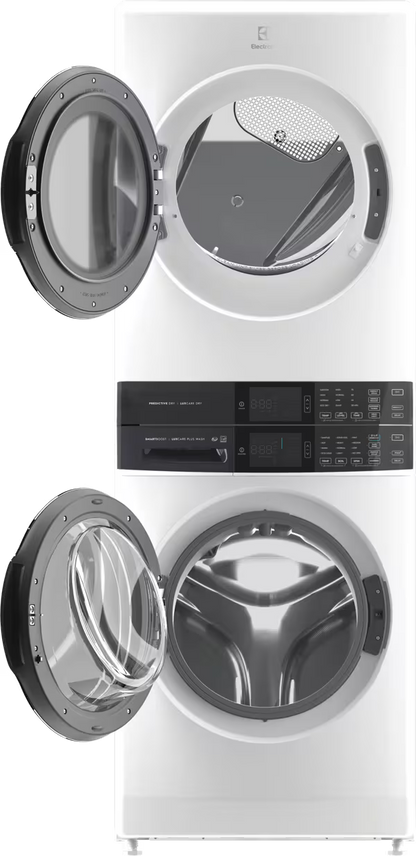 4.5 cu. ft. Stacked Washer and 8.0 cu. ft. Electric Dryer Laundry Tower in White with SmartBoost Premixing, Energy Star