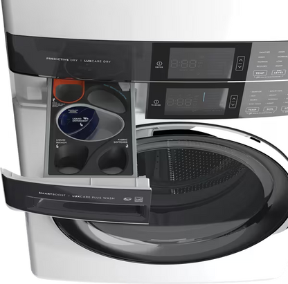 4.5 cu. ft. Stacked Washer and 8.0 cu. ft. Electric Dryer Laundry Tower in White with SmartBoost Premixing, Energy Star