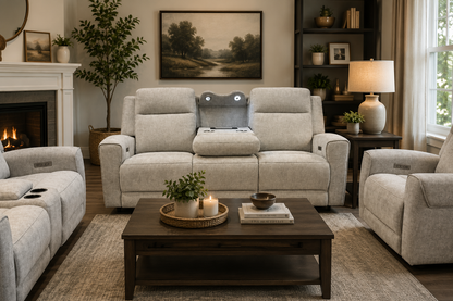Revive Elmhurst Double Power Reclining Sofa w/Drop Down Table